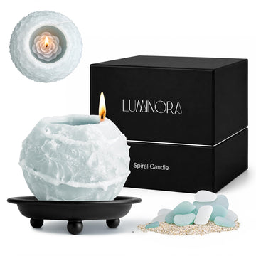 Spiral Scented Candle with Hollow Round Design, Blue, Ocean Scented
