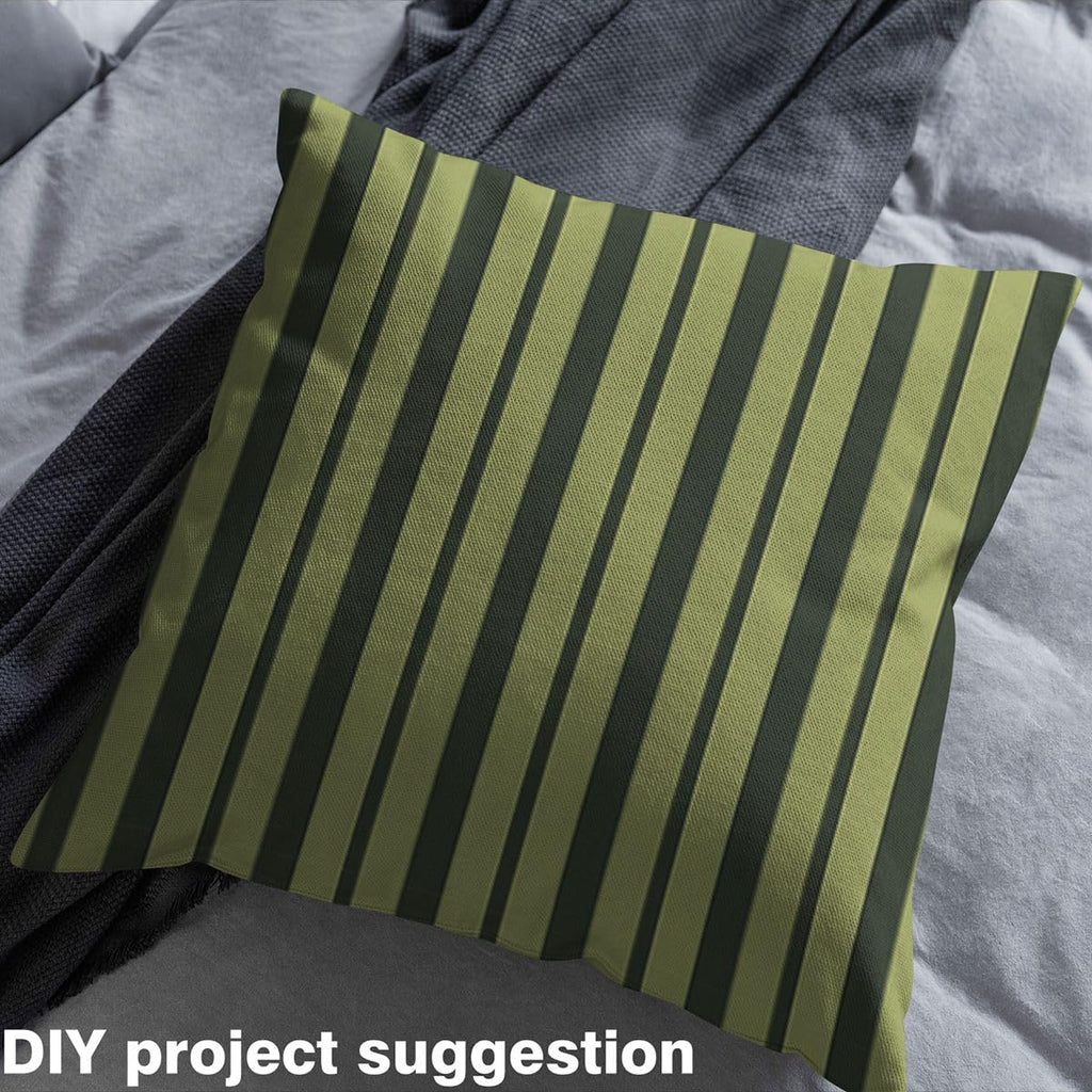 Geometric Stripes Fabric by The Yard, Green Black Striped Soft Polyester Fabric, Minimalist Art No Stretch