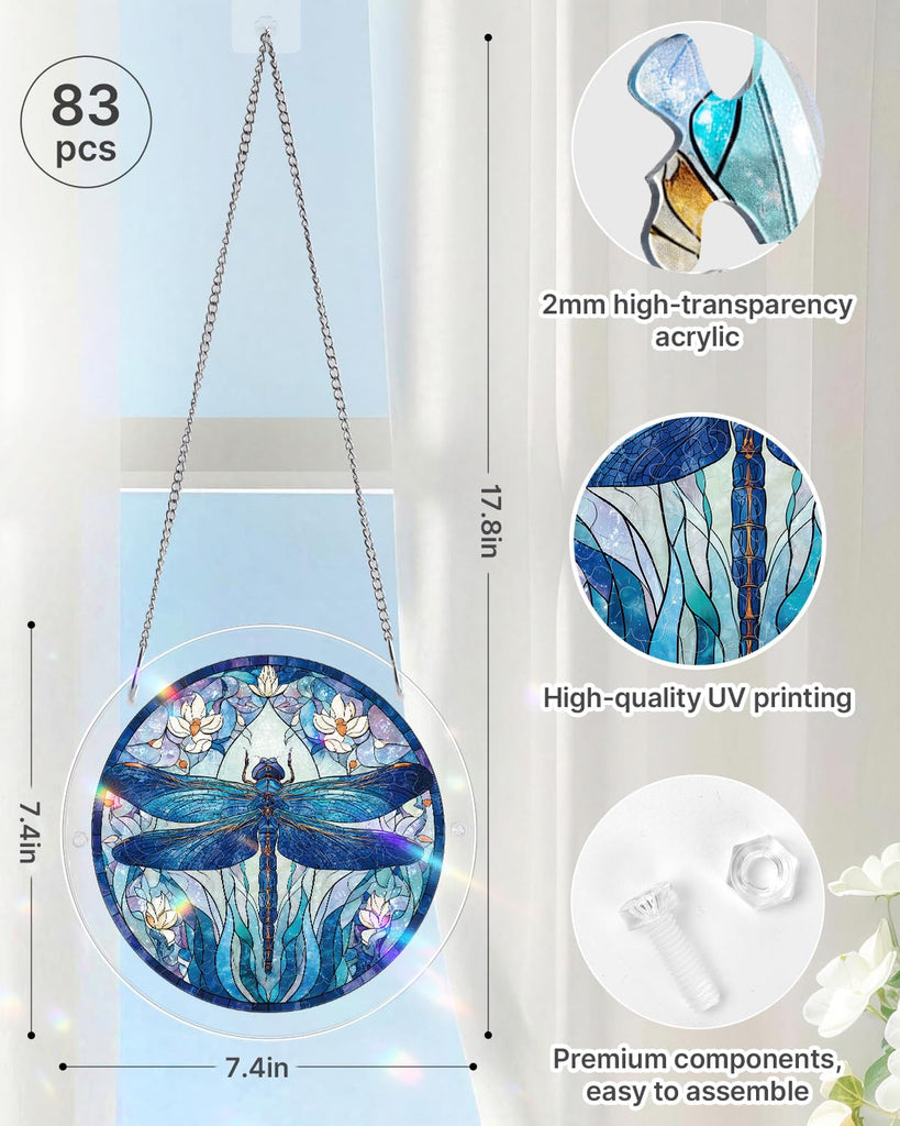 Acrylic Suncatcher Puzzle, Moonlit Dragonfly-7.4 in