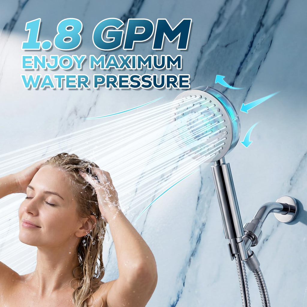 Metal 6-Spray Shower Head with Handheld High Pressure