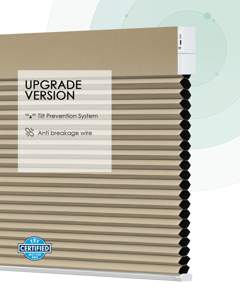 Motorized Cellular Shades, Custom, Blackout, Light Coffee