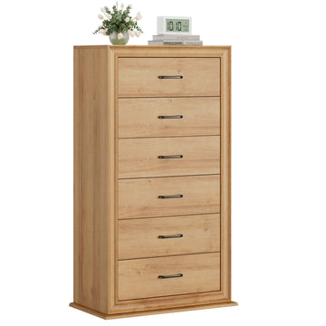 Farmhouse Oak 6 Drawer Dresser, 53'' Tall Dresser & Chest of Drawers