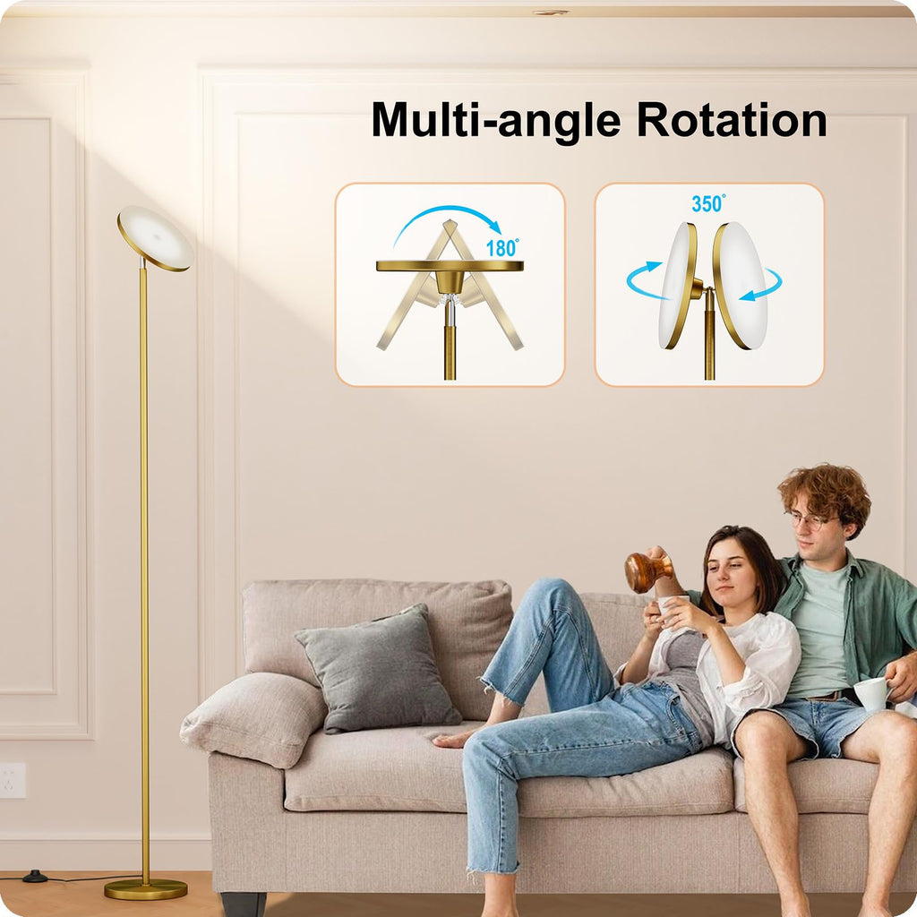 Dimmable Torchiere Floor Lamp with Remote, Gold