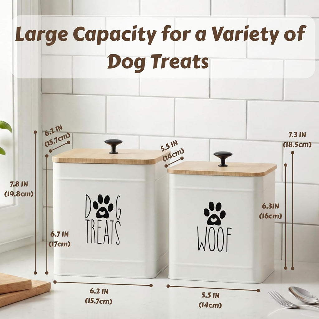 Dog Treat Container, Airtight Dog Treat Jar Set of 2, Dog Cookie Jar Counter, Pet Treat Container, Dog Treat Canister