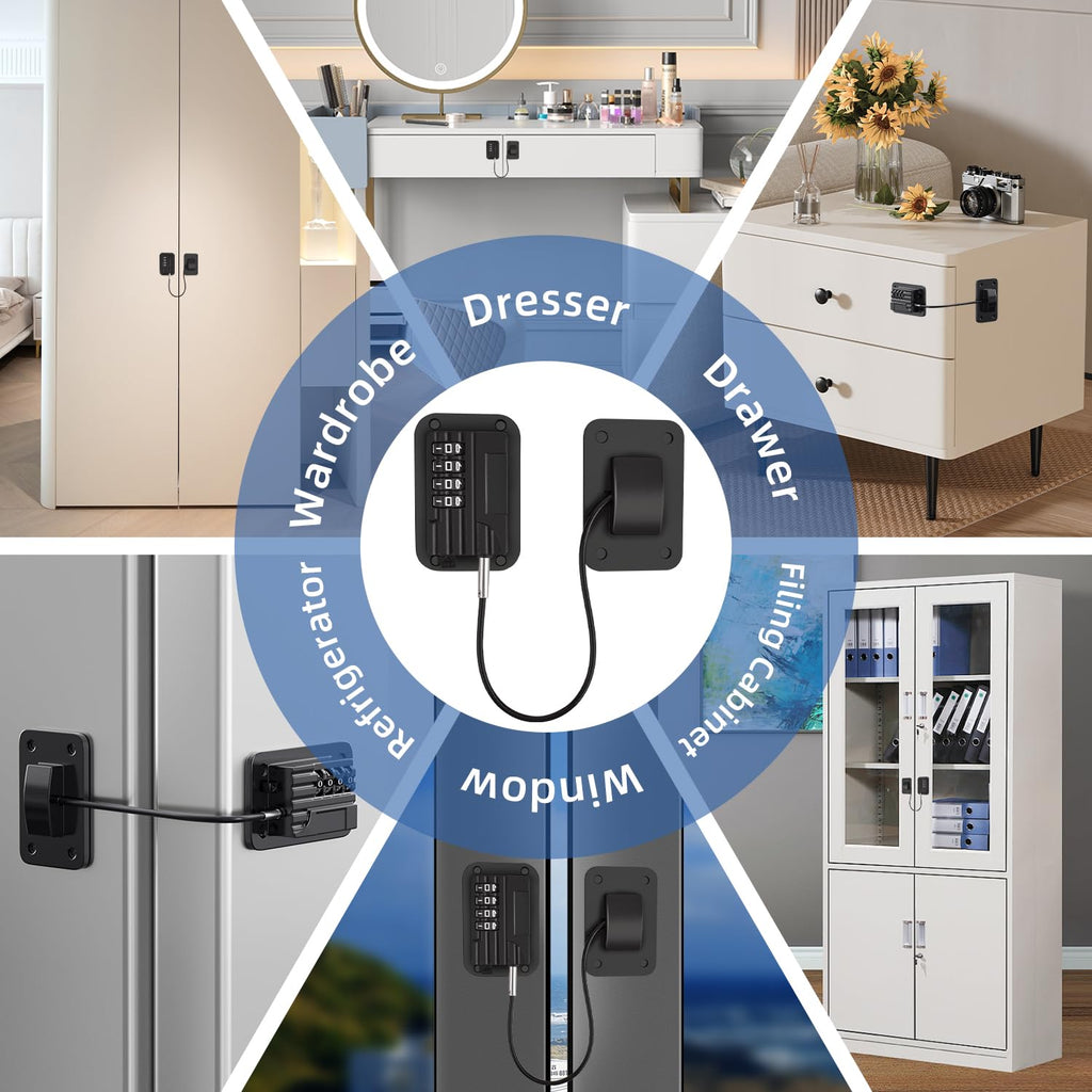 Refrigerator Lock, Heavy Duty Fridge Locks for Kids, Freezer Lock with Combination for Refrigerator Drawer Cabinet