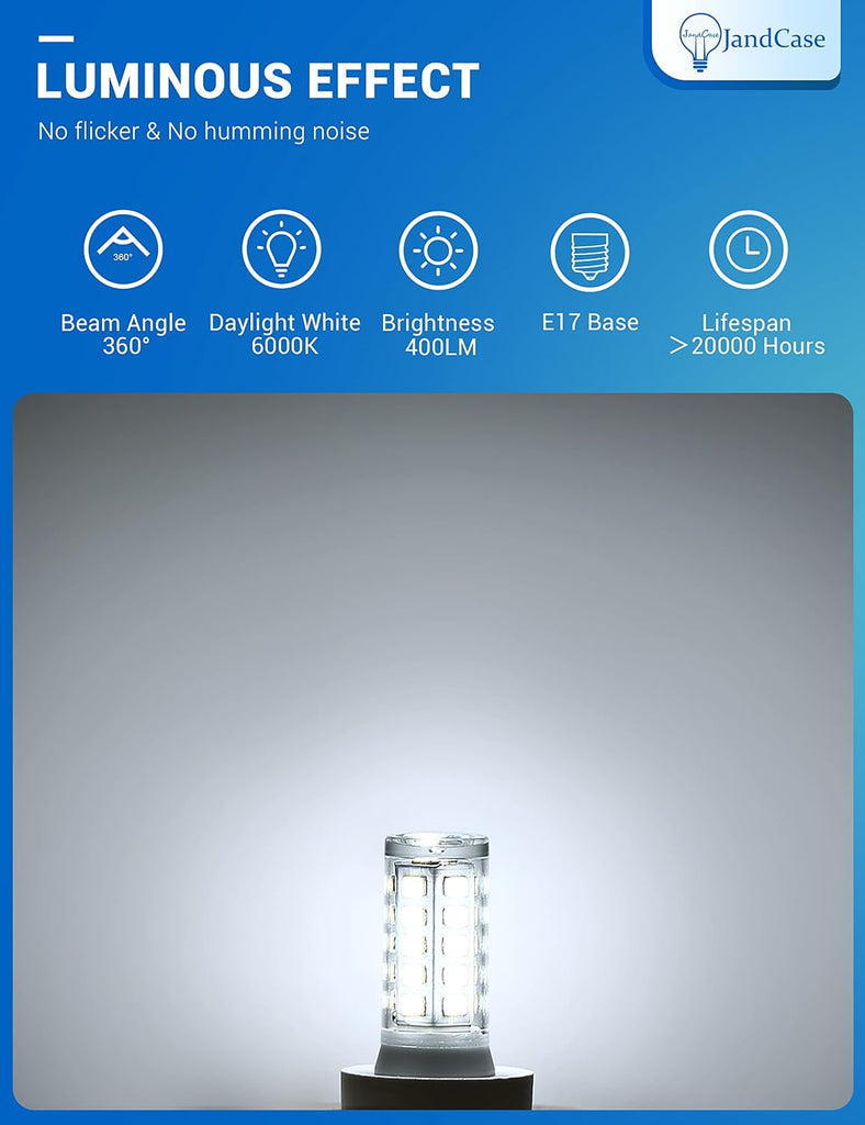 Microwave Light Bulbs Under Hood,E17 LED Bulb 40W Equivalent,6000K