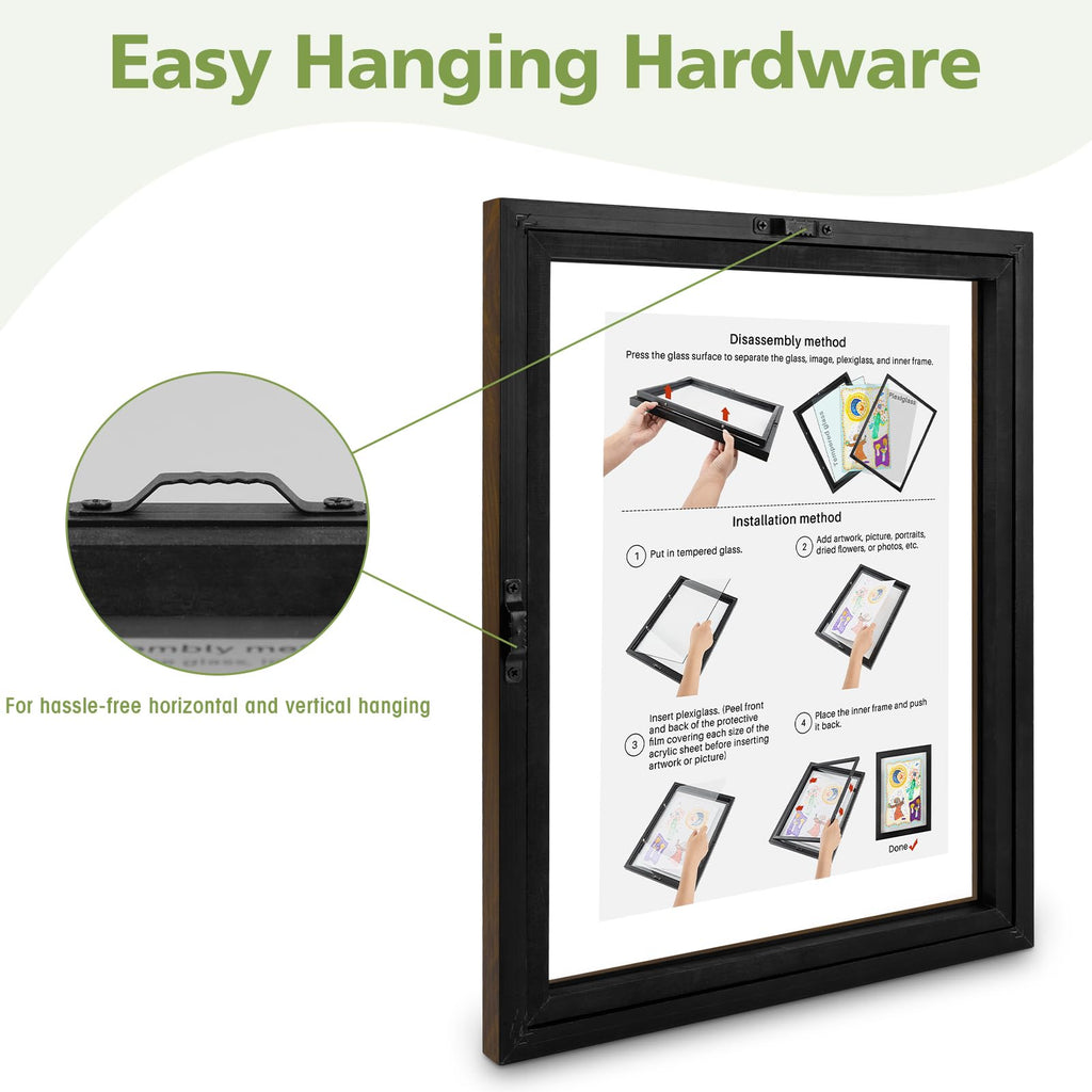 11x14 Floating Picture Frame Solid Wood Brown(1 Pack)