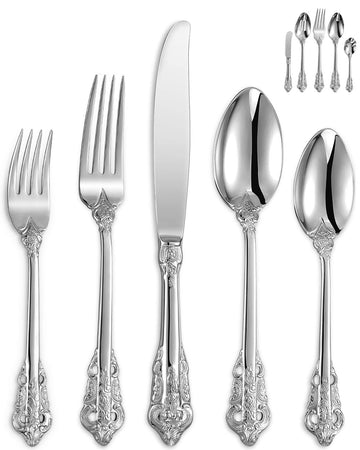 Luxury 45-Piece 18/10 Stainless Steel Flatware Set (Silver)