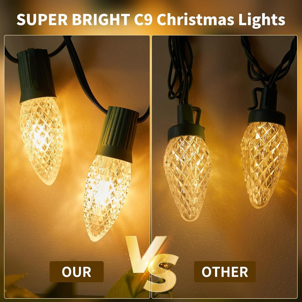 C9 Christmas Lights Outdoor 2 Pack, Total 162ft 200LED Warm White