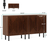 Set of 2 Sideboard Buffet with Storage, 59" Buffet Sideboard Cabinet with Adjustable Shelves
