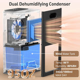 Dehumidifier, 95OZ Dehumidifier for Home 1000 Sq.Ft - Quiet with Auto Shut Off & Relaxing 7 Color Ambient Light