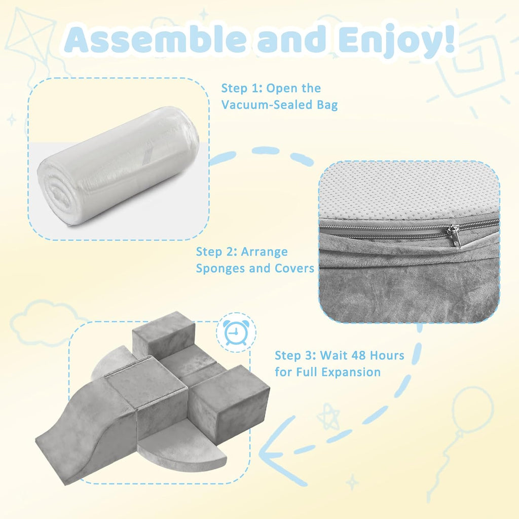Piece Toddler Climbing Toys Indoor,Baby Climbing Blocks(Gray)