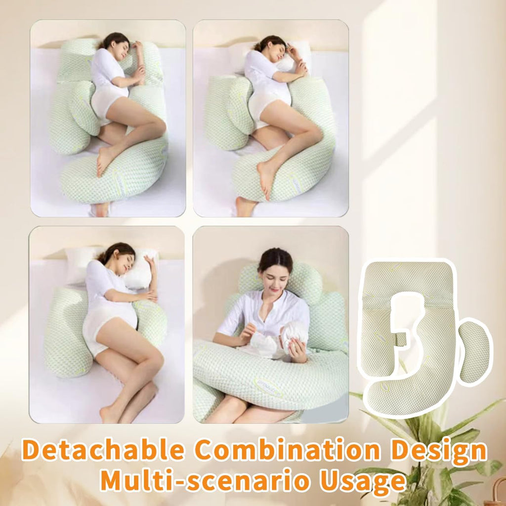 Pregnant Woman's Sleep Pillow, 62-inch U-shaped Full-body Position pPregnancy Pillow, Detachable Cover, Combined