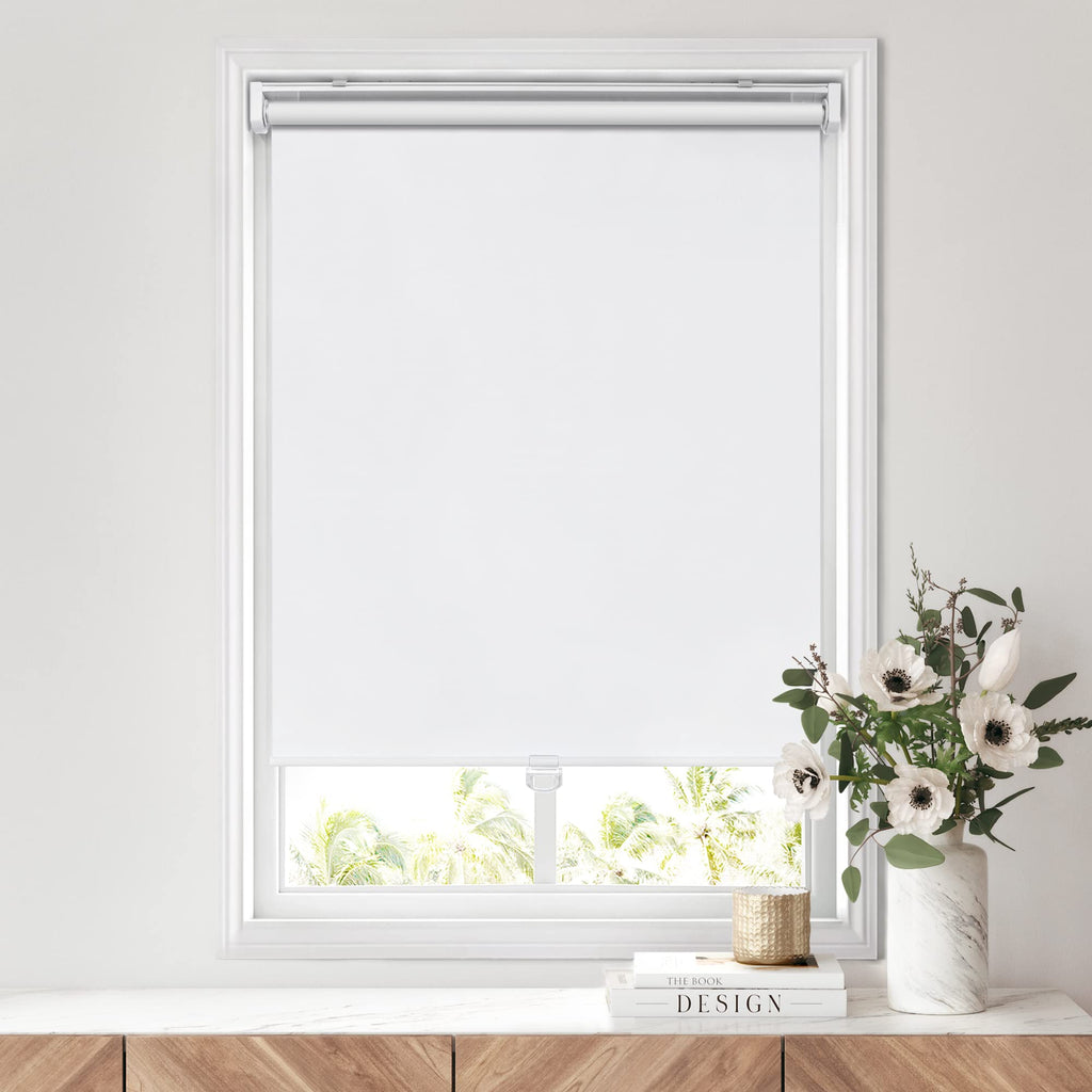 No Drill Cordless Roller Shades, White
