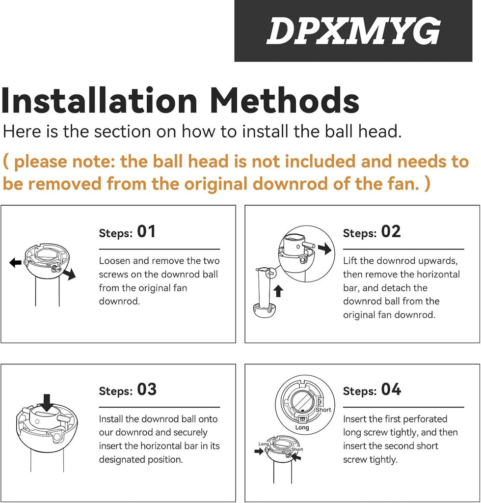 60 inch Ceiling Fan Downrod with Extension Cord, 5 FT White Downrod for Ceiling Fan, 1 inch Outside Diameter