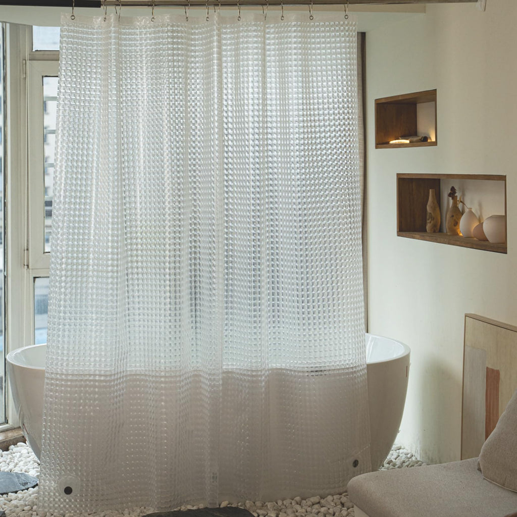 76 inch Long Shower Curtain Liner, EVA Heavy Duty Longer Bath Clear Shower Liner with 3 Strong Weighted Magnets, 100%