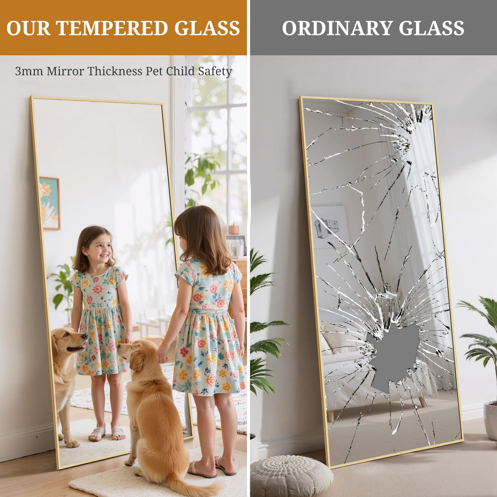 Full Length Mirror 68"x26" Full Body Mirror Rectangle Free Standing Wall Mounted Leaning Floor Mirrors with Stand