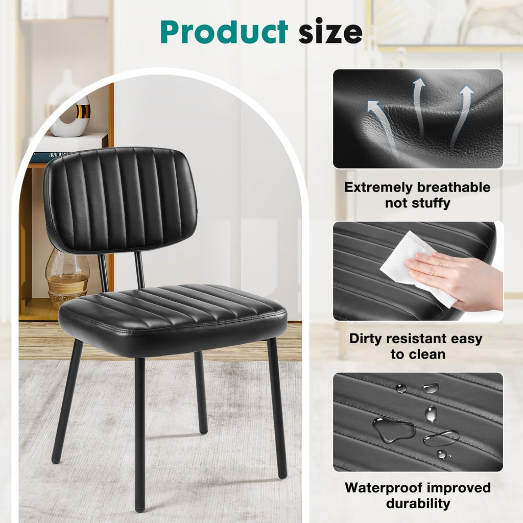 Dining Chairs Set of 2, Mid Century Modern Kitchen Chairs, Black