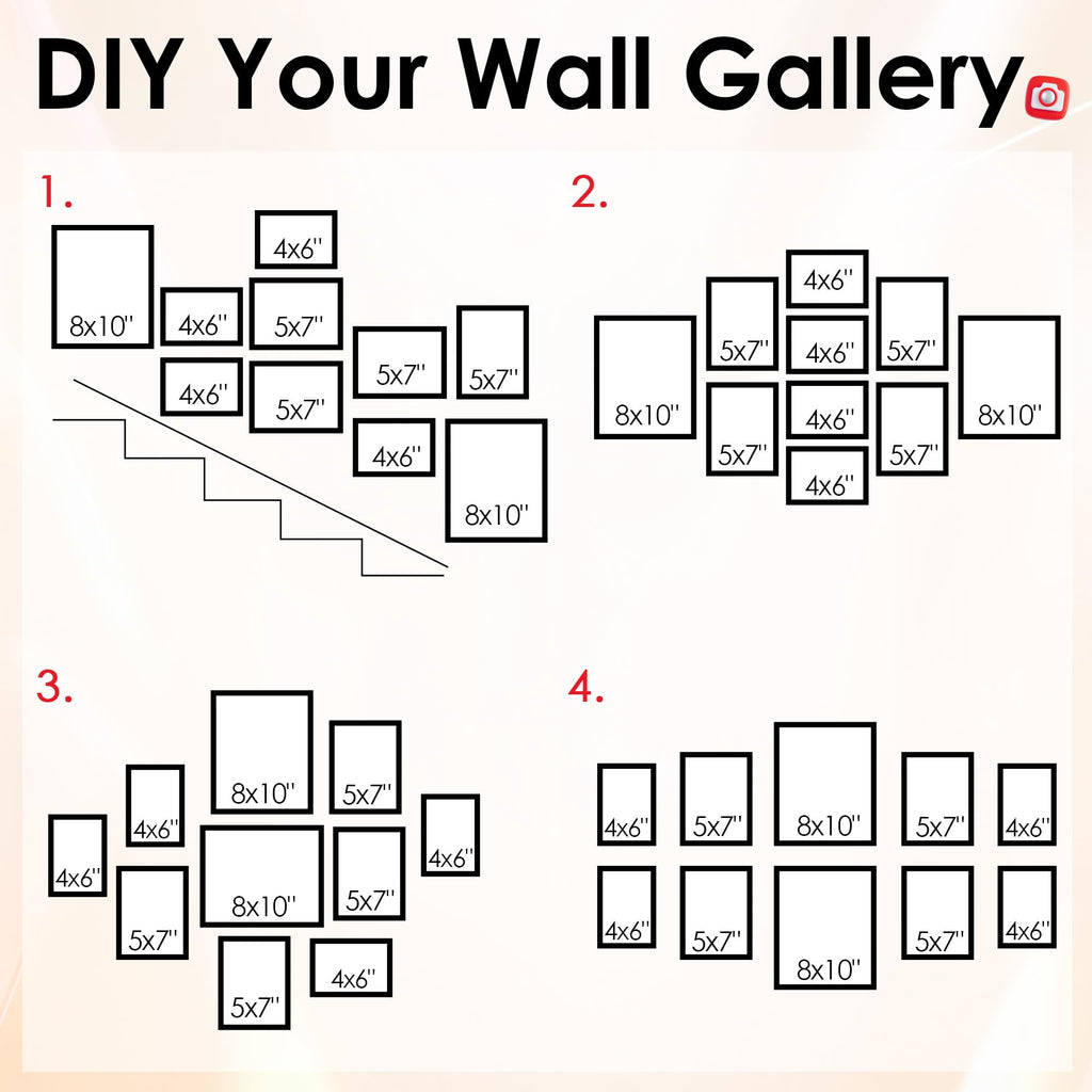 10 Pack Picture Frames Collage Wall Decor for Mounting or Tabletop Display, Gallery Wall Frame Set with Two 8x10 Gold