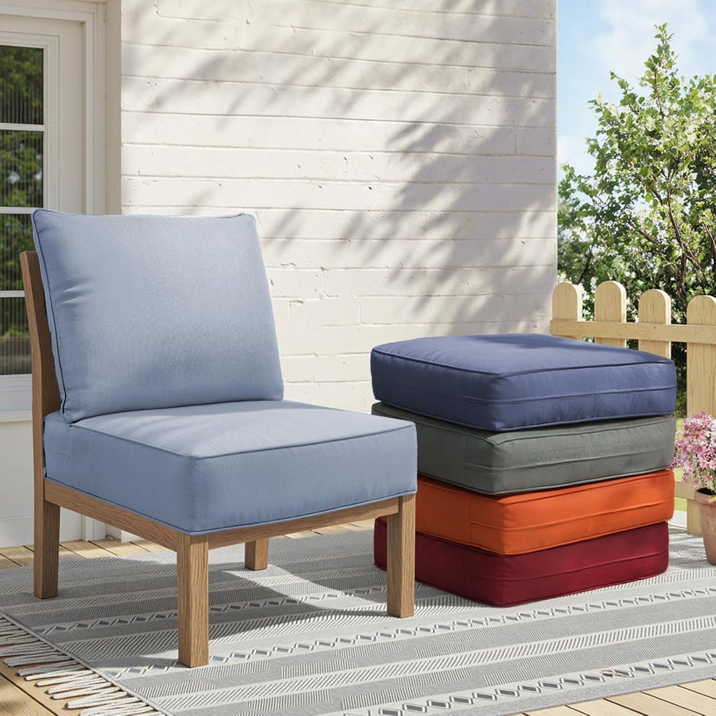 Outdoor Cushion Set Furniture, UV Resistant, Water Resistant - 6 Inch Thick Foam Garden Cushions- 24x24 Inch Patio