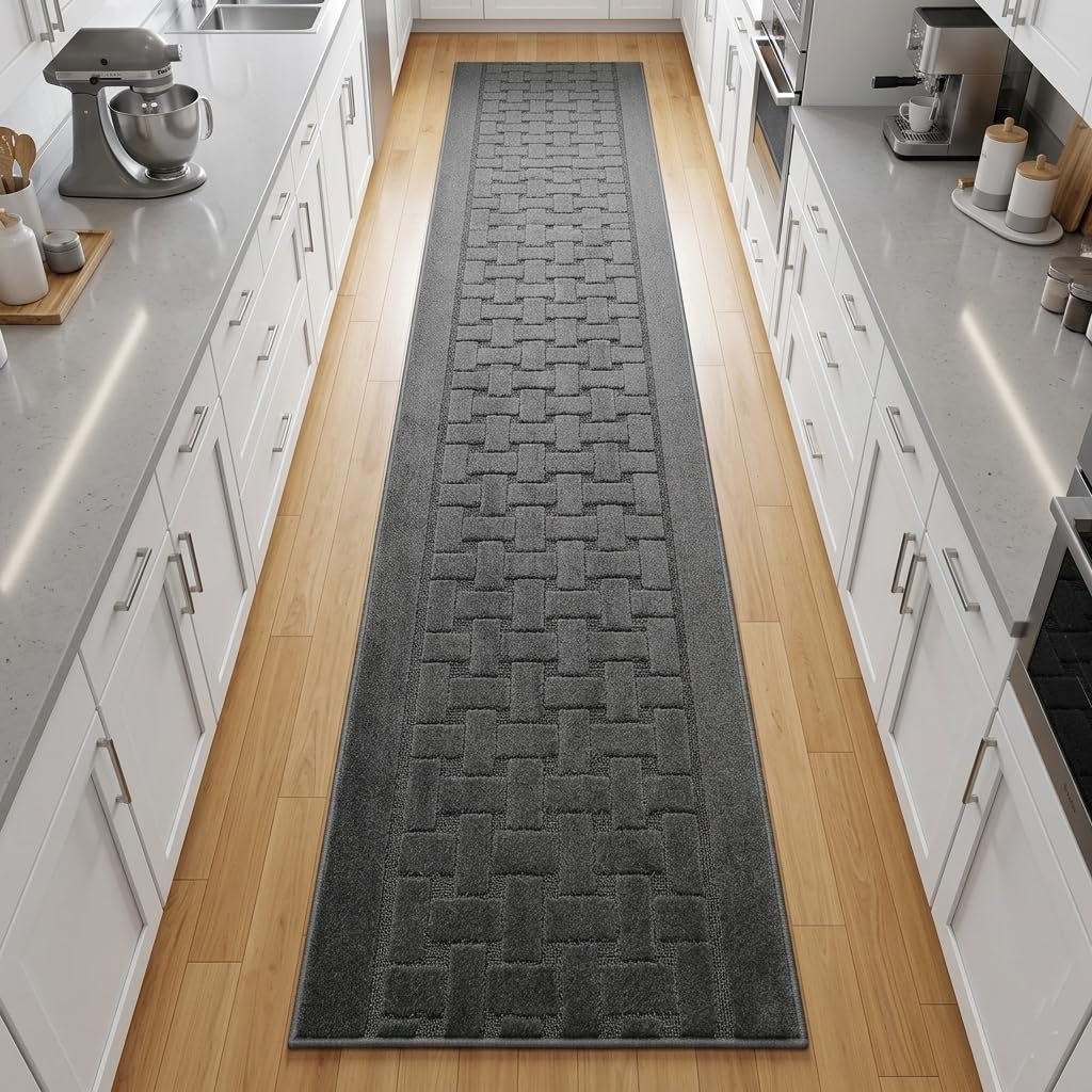 15 Ft Non Slip Washable Carpet Runner Rug with Rubber Backing, Custom Floor Mat Hallway Stairs Bedroom Bathroom