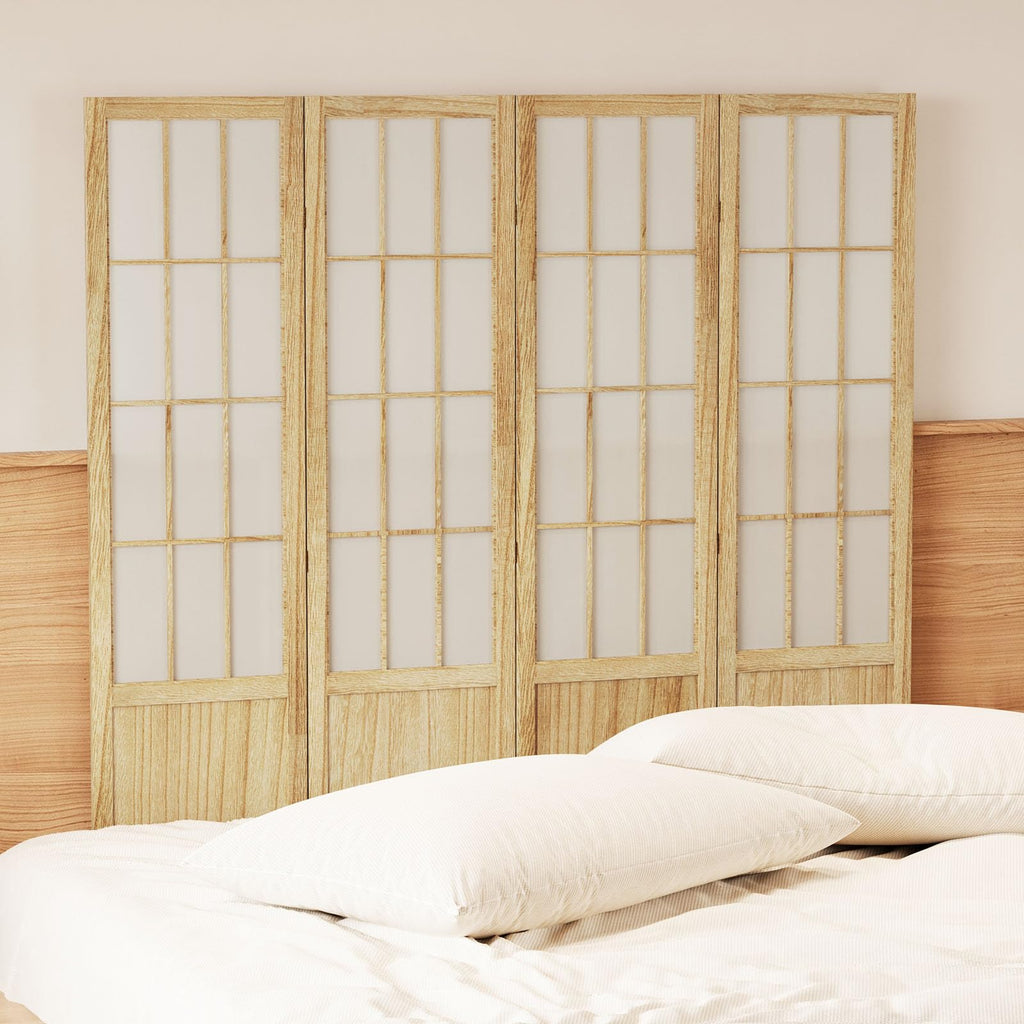 Room Divider, 66.9Inch Tall Japanese Shoji Style Folding Wood Screen with Double Hinges Bedroom Hotel Decoration