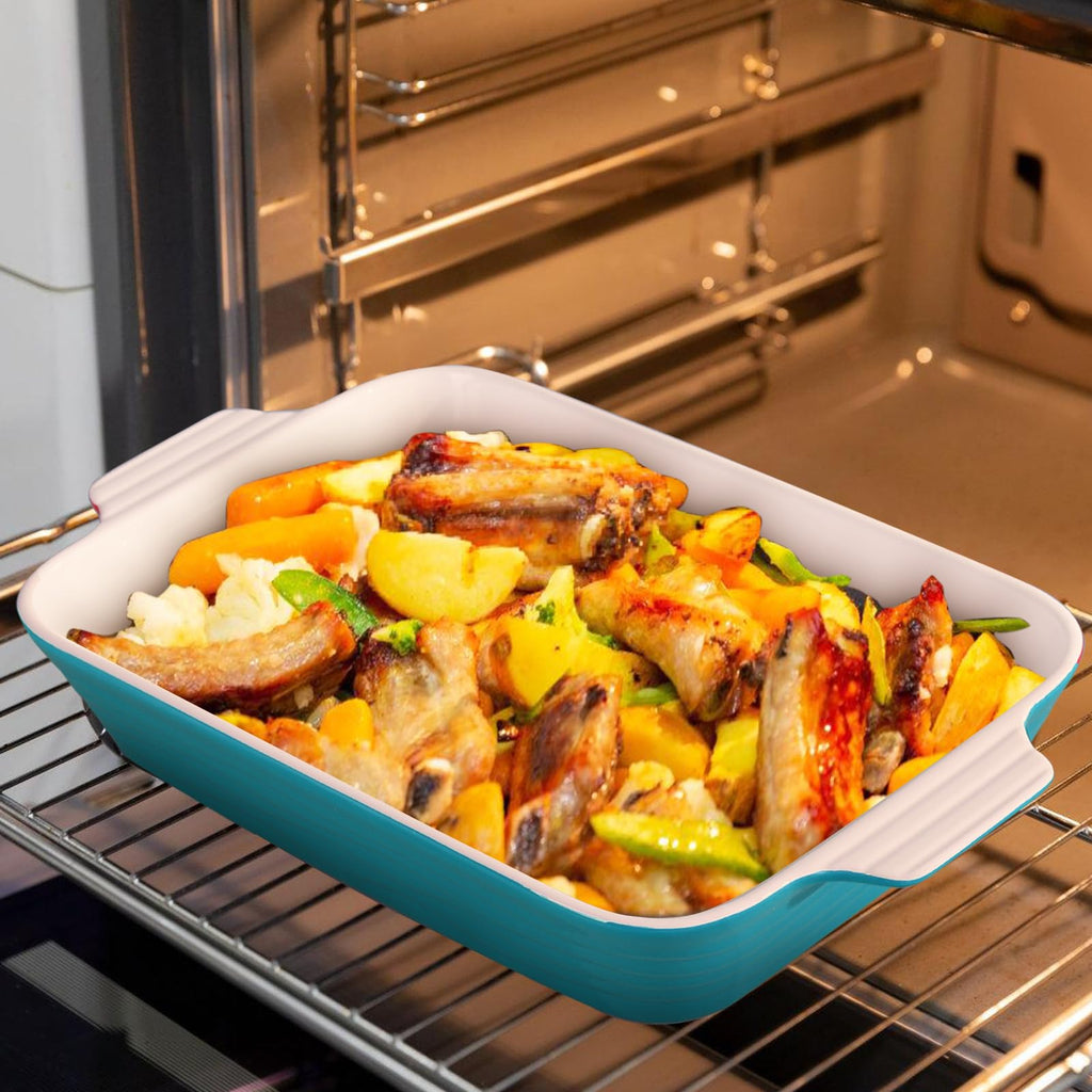 Baking Dish for Oven Casserole Dishes Bakeware Set With Ramekin Ceramic Lasagna Pan 9×12.8 Inch Large Deep Baking