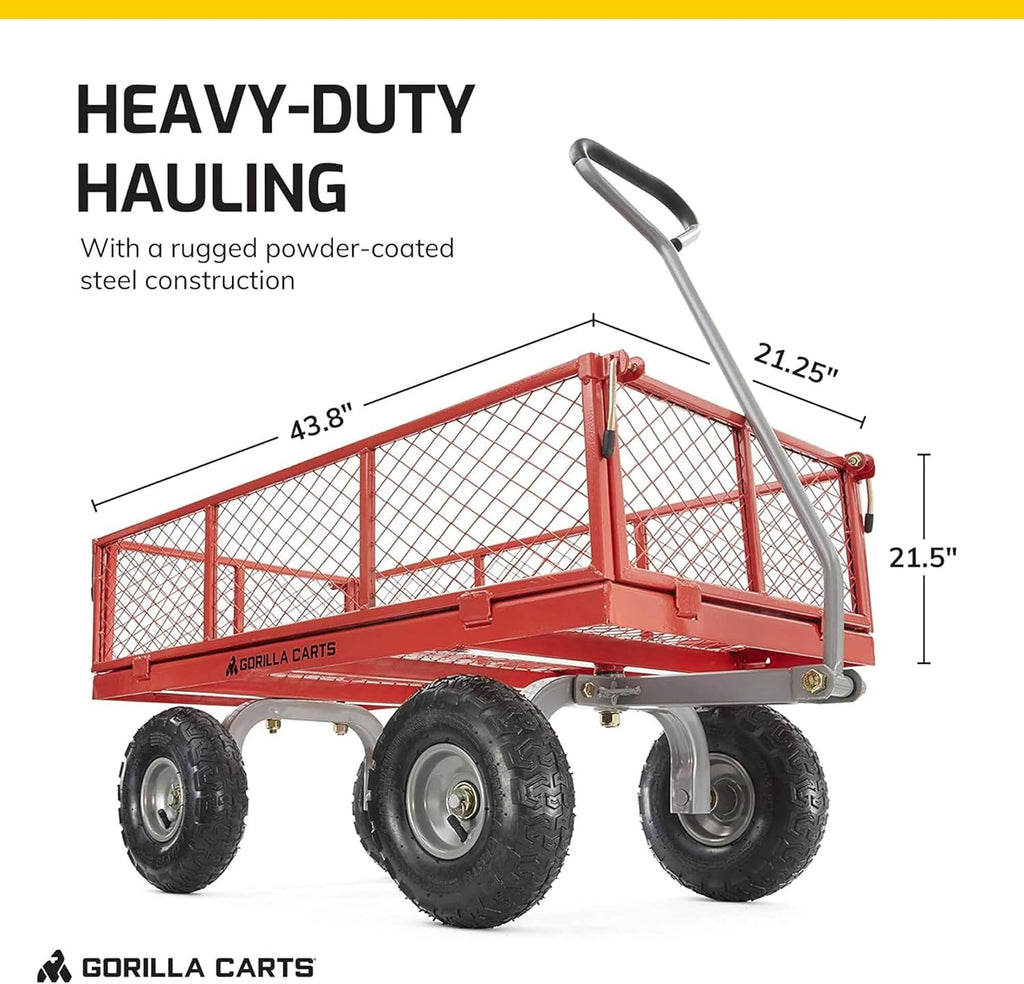 800-Pound Capacity Heavy Duty Steel Mesh Versatile Utility Garden Wagon with Easy Grip Handle for Outdoor Hauling
