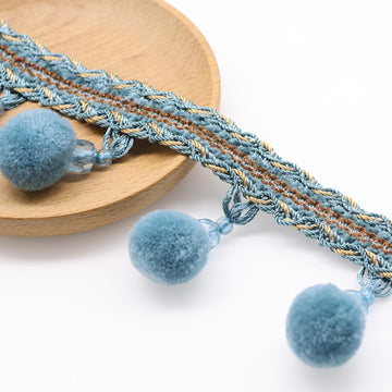2inch Width Pom Pom Trim Ball Fringe Ribbon DIY Sewing Lace Accessory for Clothing Curtain Pillow Accessory - 4 Yards