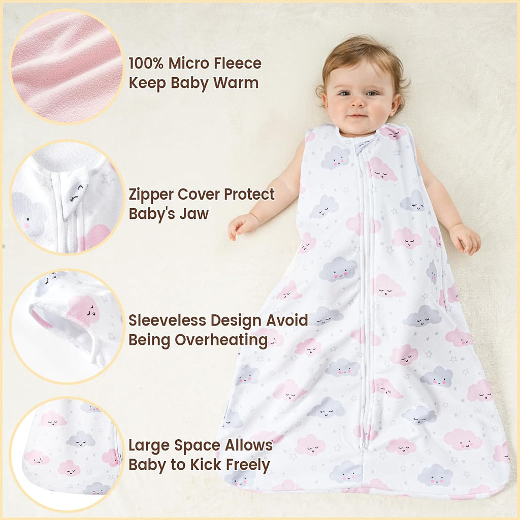 3 Pack Fleece Baby Sleep Sack, 1.5 TOG Warm Wearable Blanket with Way Zipper, OEKO-TEX Certified
