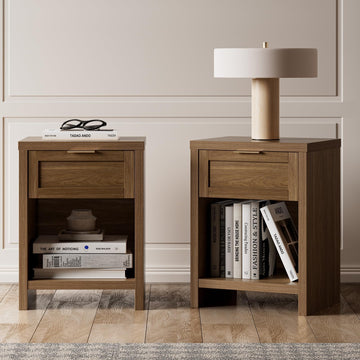Nightstands Set of 2, Boho Bedside Table, Special Walnut