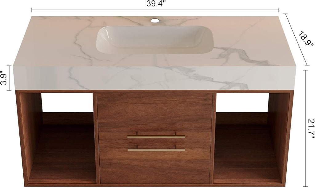 40" Floating Bathroom Vanity with Ceramic Sink