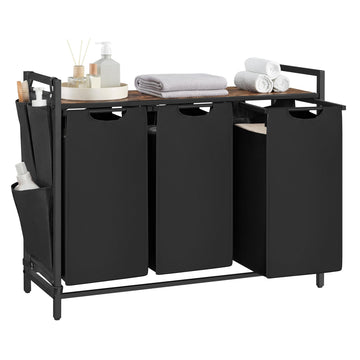 Laundry Hamper with Shelf, 3 Pull-Out Bags, 3 x 10.6 Gallons (40 L)