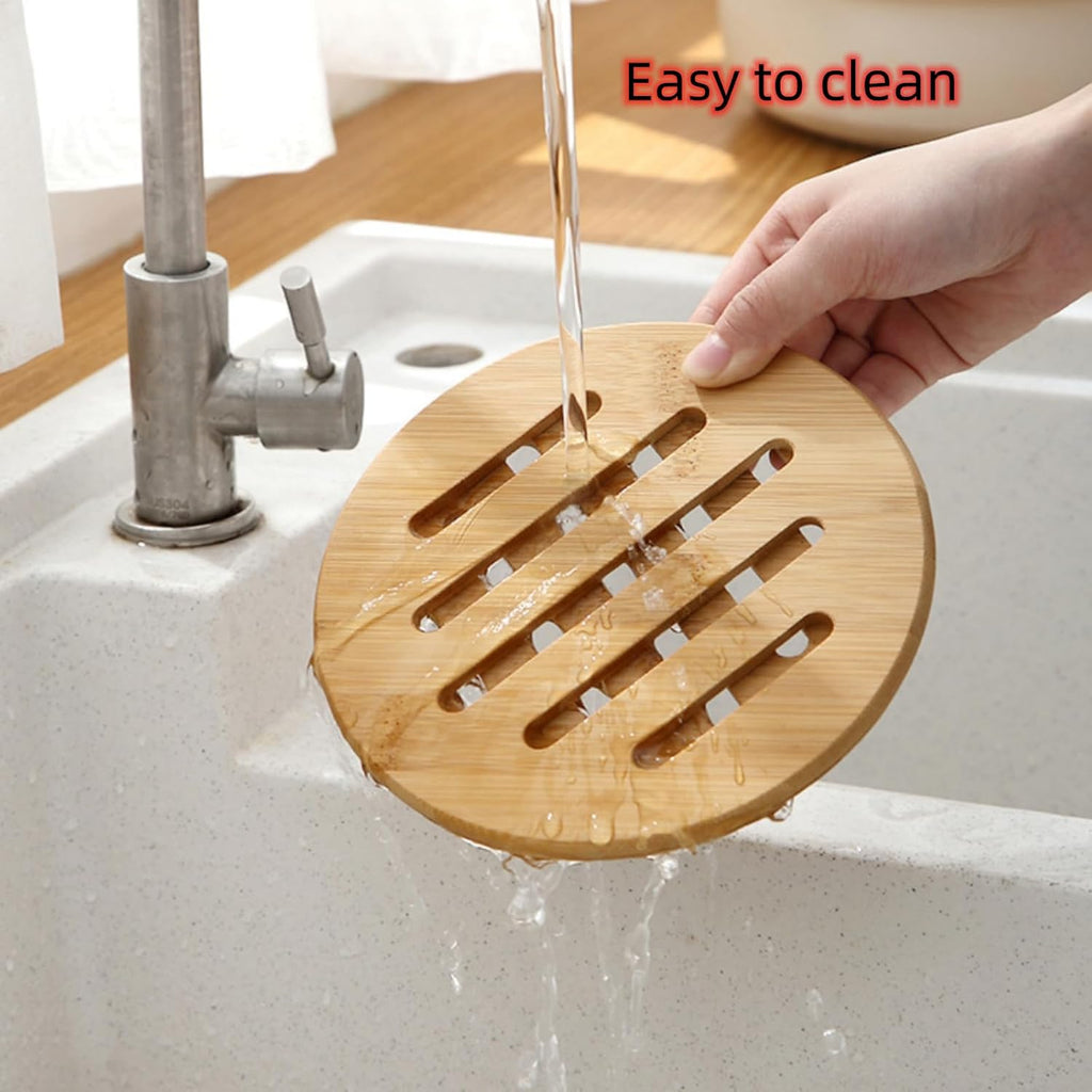 Hot Pads Trivet,Table Solid Bamboo Wood Trivets for Hot Dishes and Pot with Non-Slip Pads Heat Resistant Pads Teapot - Set of 4