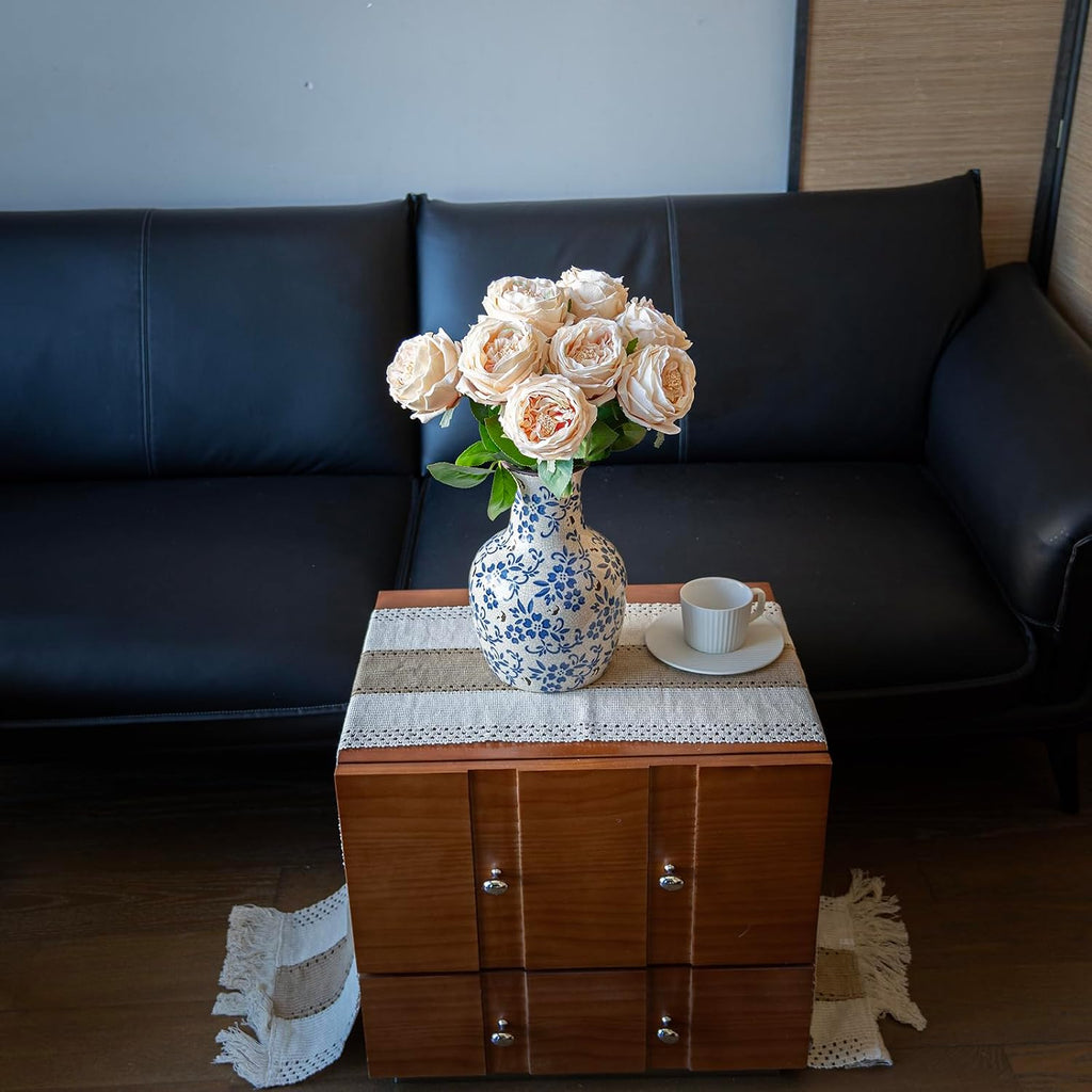 Fake Flowers for Decoration Home Decor Artificial Flowers Austin Rose Peony Latex Fake Flower Living Room Decoration - Set of 4