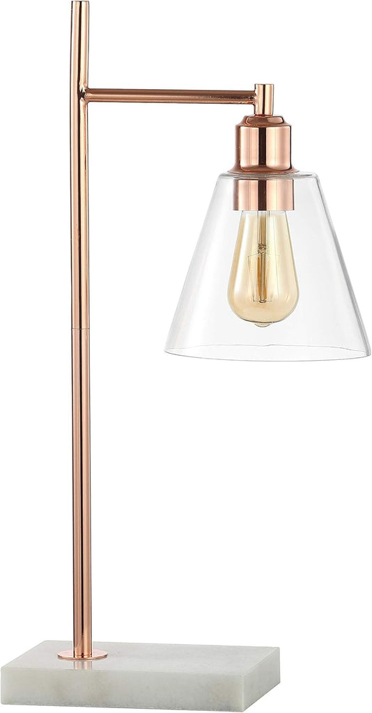 22.25" Copper Modern Glam Metal and Marble Table Lamp