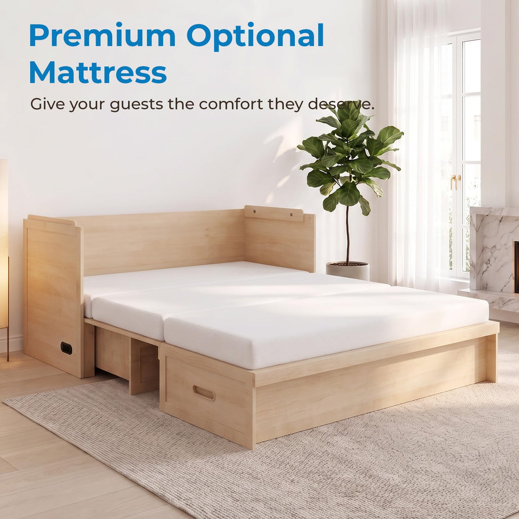 Queen Size Murphy Bed, Cabinet Bed Queen with Mattress Included, Built-in Charging Station, Storage Drawers, Murphy