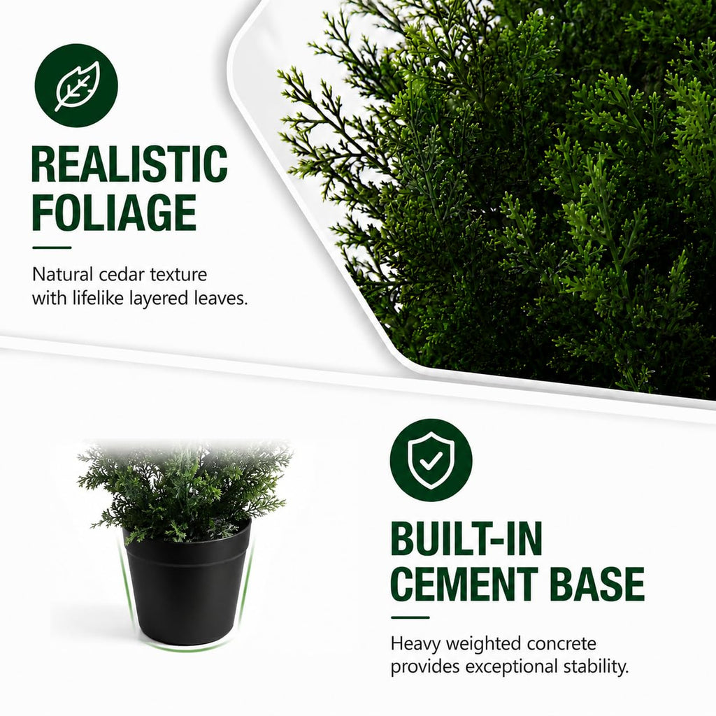 7 Feet Outdoor Artificial Topiary Cedar Tree, Set of 2 UV Resistant Potted Faux Cedar Trees for Outdoors and Indoors