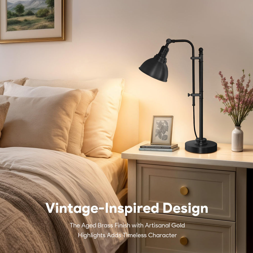 Rustic Desk Lamp, Adjustable Industrial Table Lamp