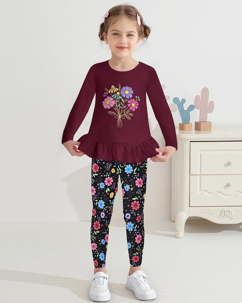 Girls' clothing sets Fall Long Sleeve Top Pants Set