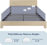 Queen Bed Frame with Adjustable Headboard, Upholstered Platform Bed with Wood Slats, Heavy Duty Mattress Foundation