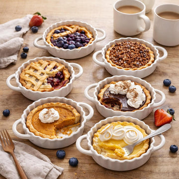 5*1.57in 10.5oz Ceramic Mini Pie Tart Quiche Pan Ramekins Set of 6