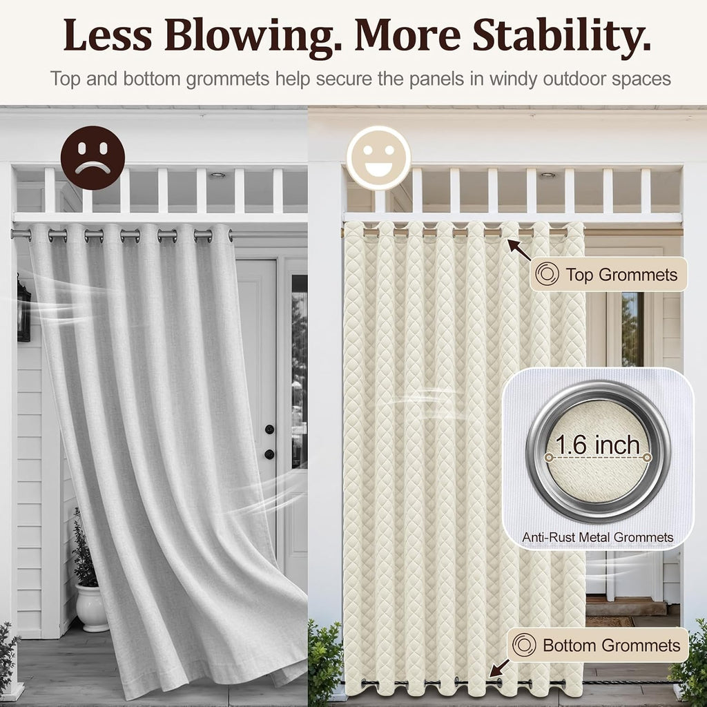 Outdoor Curtains with Zipper Blackout Gazebo Curtains | Heavyweight, Windproof, 2 Panels, Grommet, UV Blocking, 54 x