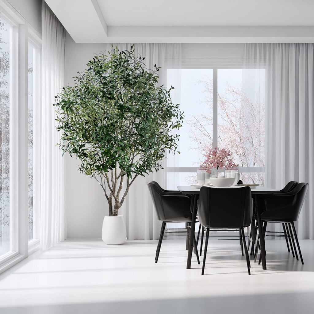 8FT Artificial Olive Tree - Extra Tall Faux Olive Tree with Realistic tree trunk and Realistic Leaves, Large
