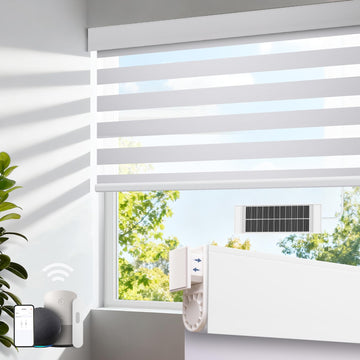 No Drill Electric Motorized Zebra Blinds, White