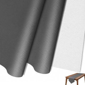 Grey Faux Leather Upholstery Fabric, Lychee Grain Vinyl for Sewing