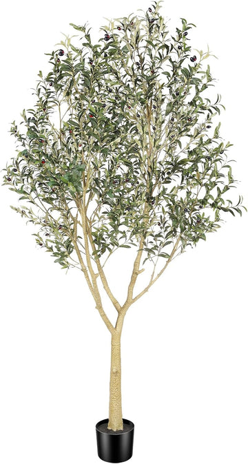 Olive Trees Artificial Indoor, 8ft Tall Faux Olive Tree with Natural Branches and Realistic Leaves, Artificial Olive