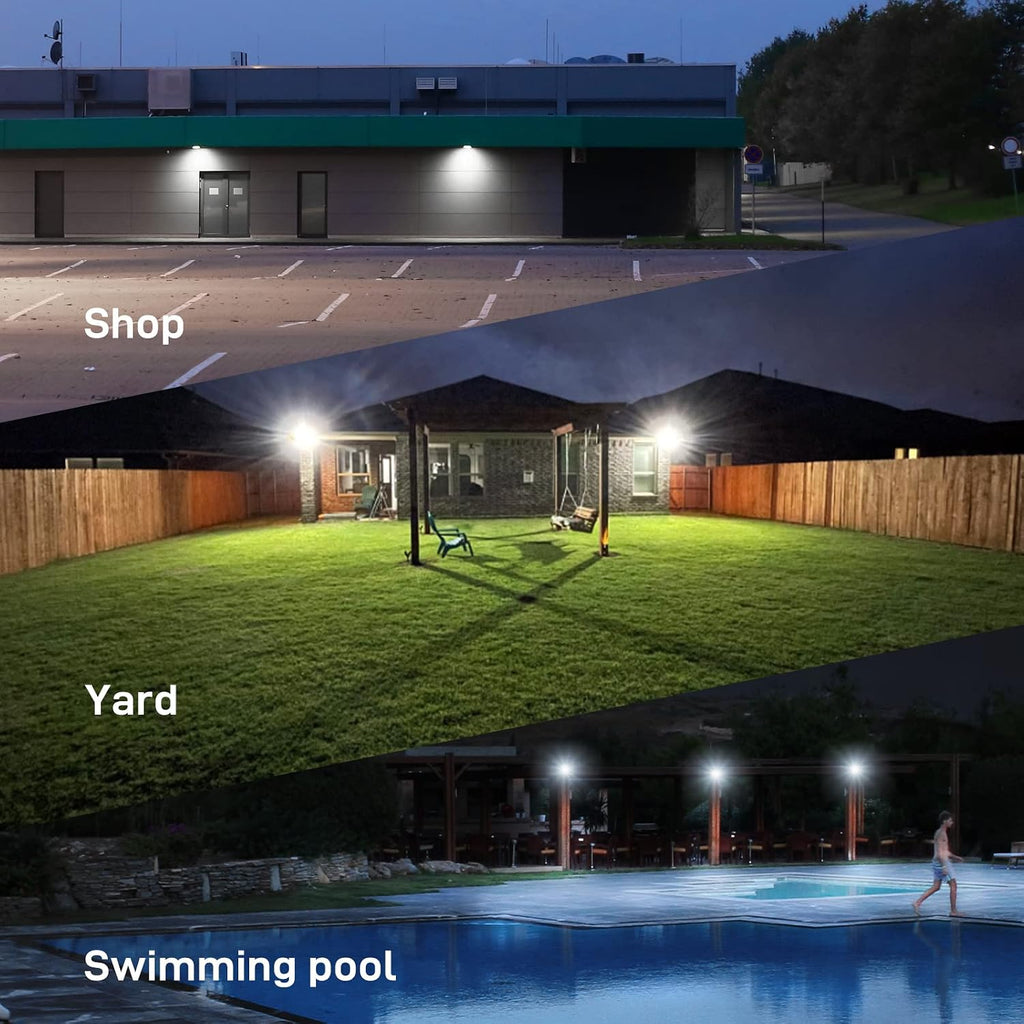 Flood Light Outdoor 150W 2Pack, LED Security Flood Lights with Dusk to Dawn Photocell, 5000K Daylight IP65 Waterproof
