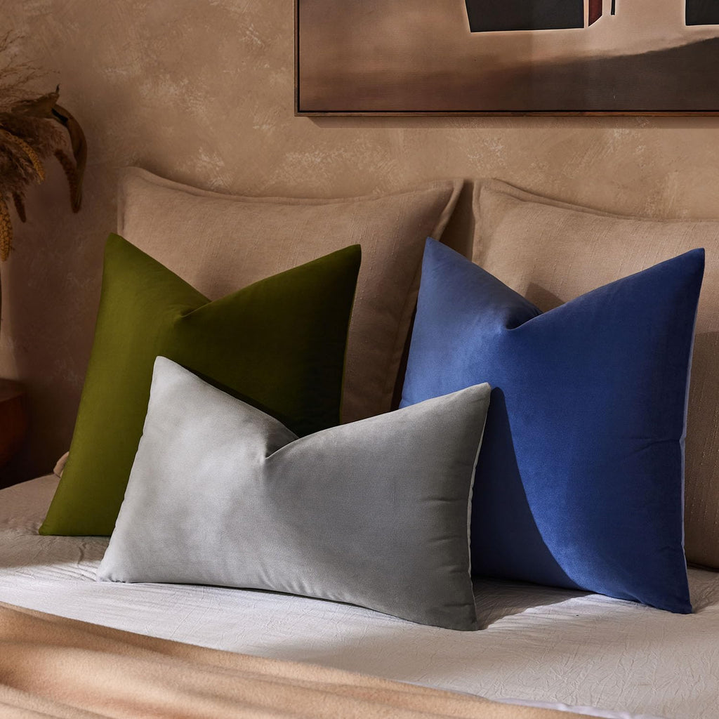 22x22 Decorative Velvet Throw Pillow Covers Set of 2, Olive Green