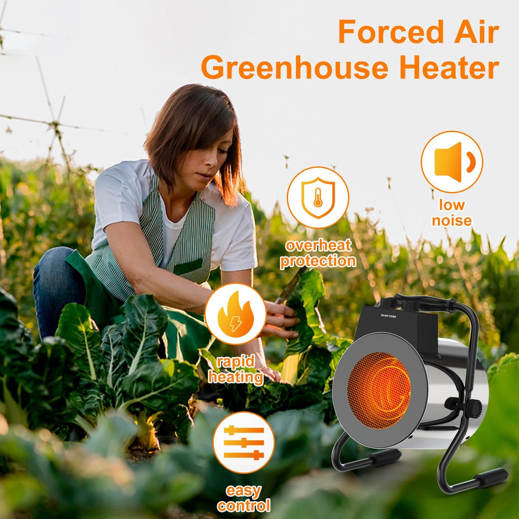 Greenhouse Heater with Thermostat, 1500W Outdoor Heater with Fast Heating